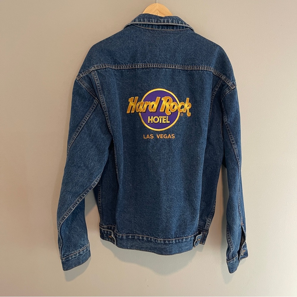 Hard Rock Hotel Embroidered Trucker Las Vegas Denim Jacket 1990s Size Large